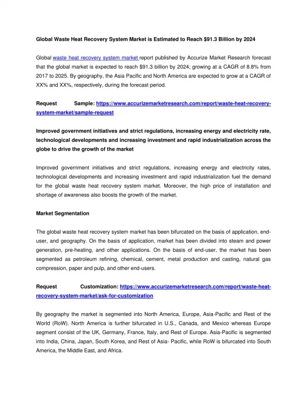 global waste heat recovery system market