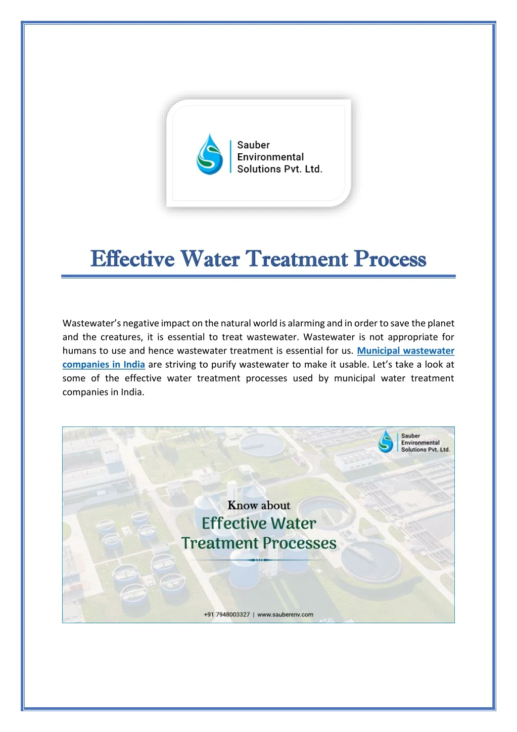 effective water treatment process effective water