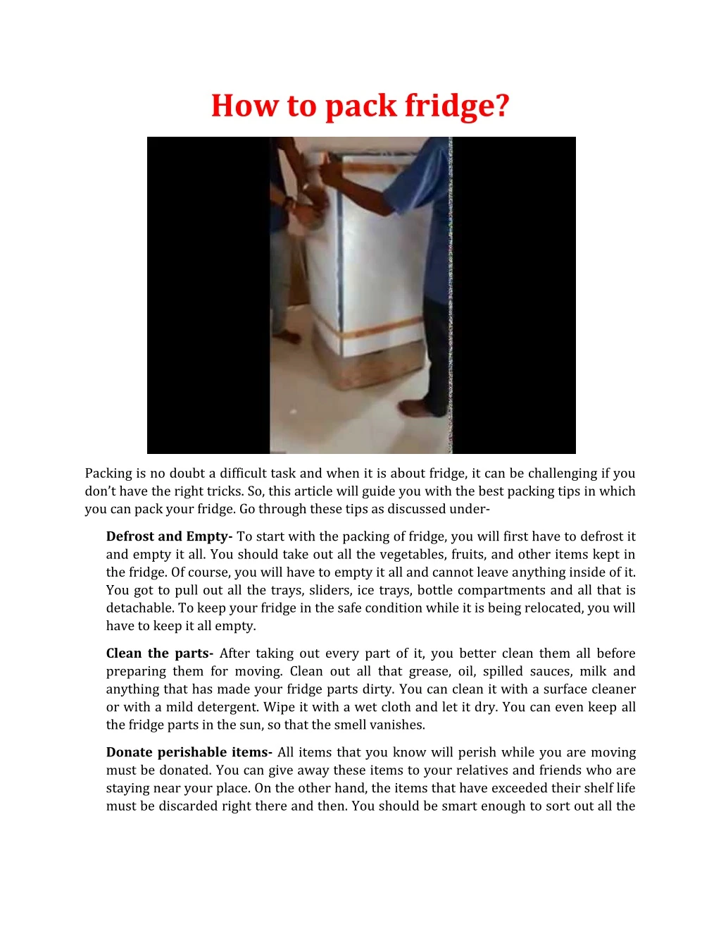 how to pack fridge