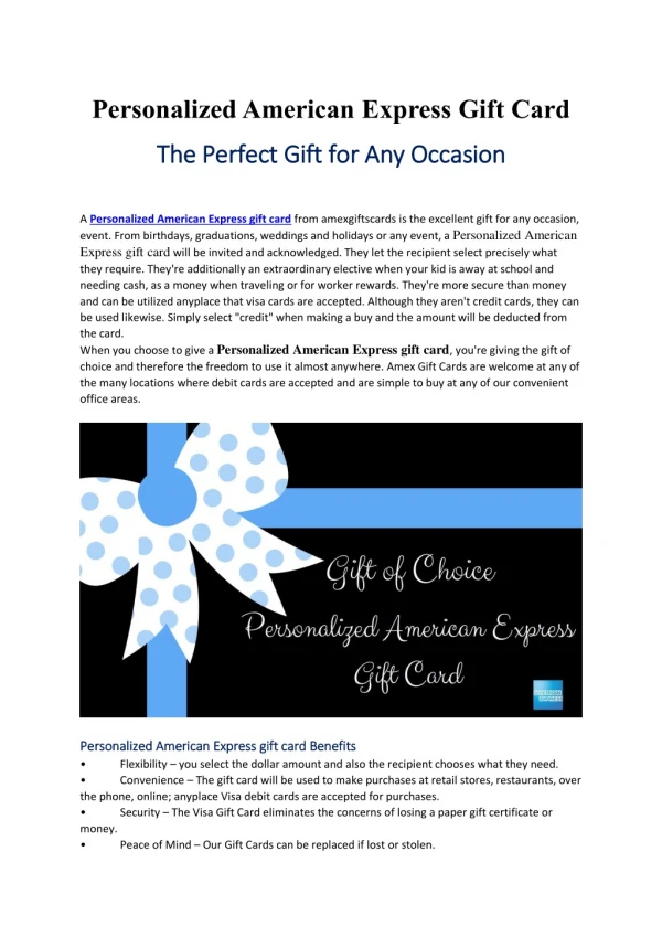 Personalized American Express Gift Card