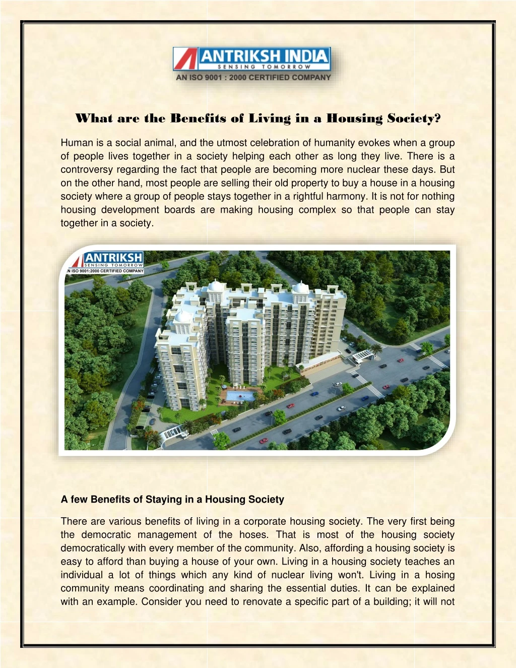 what are the benefits of living in a housing