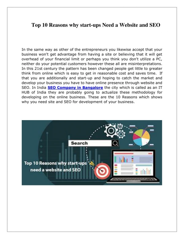 top 10 reasons why start ups need a website