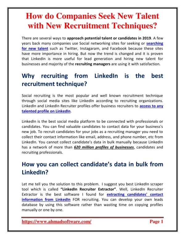 how do companies seek new talent with