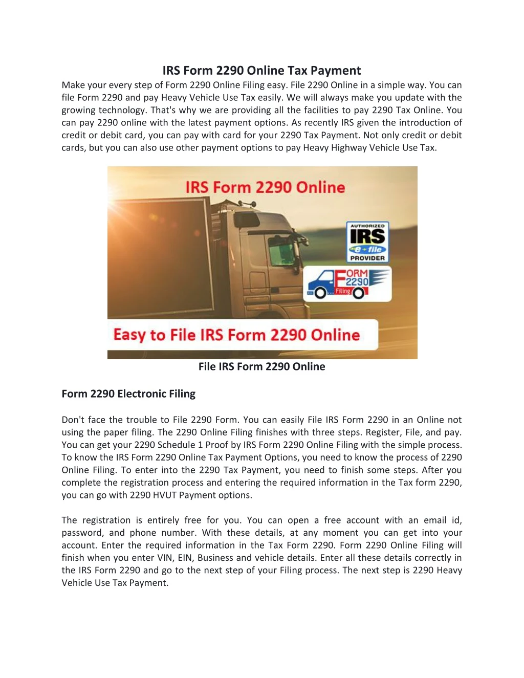 irs form 2290 online tax payment make your every