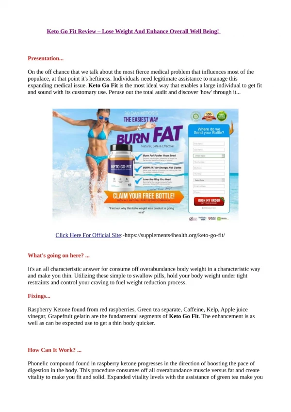 Keto Go Fit Trial, Reviews, Price and Is It Best Weight Loss Pills Or Fake?