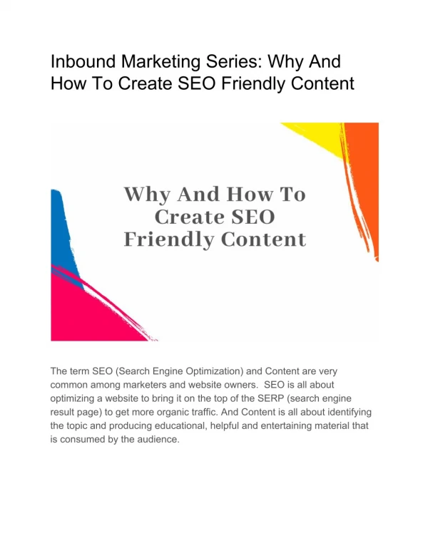 inbound marketing series why and how to create