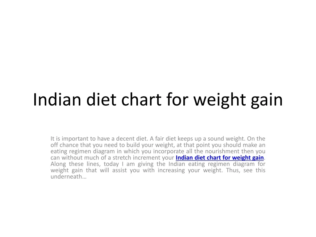indian diet chart for weight gain