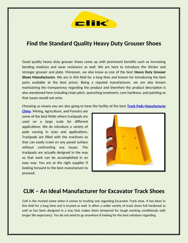 find the standard quality heavy duty grouser shoes