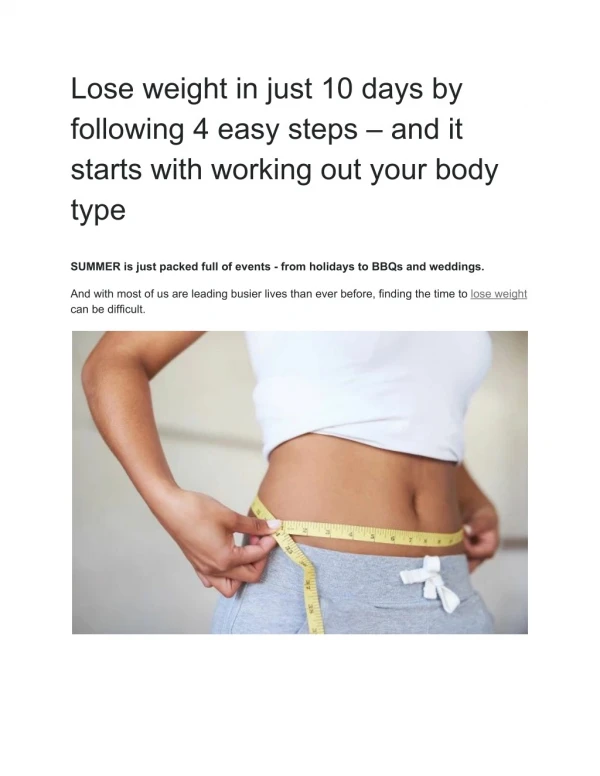 Lose weight in just 10 days by following 4 easy steps – and it starts with working out your body type