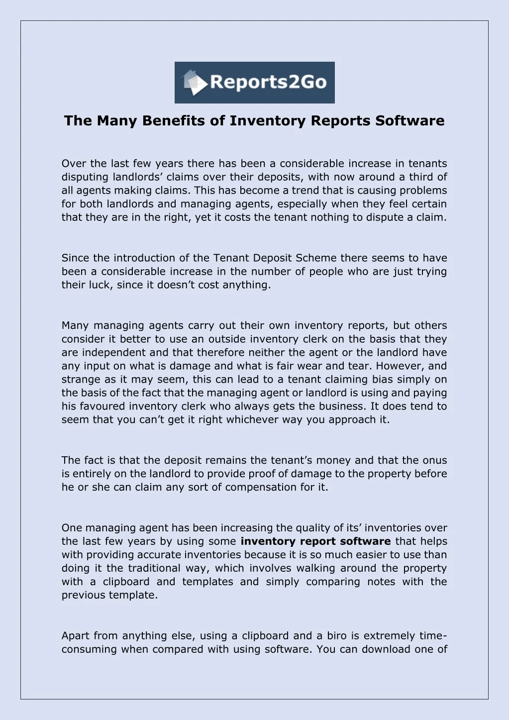 the many benefits of inventory reports software