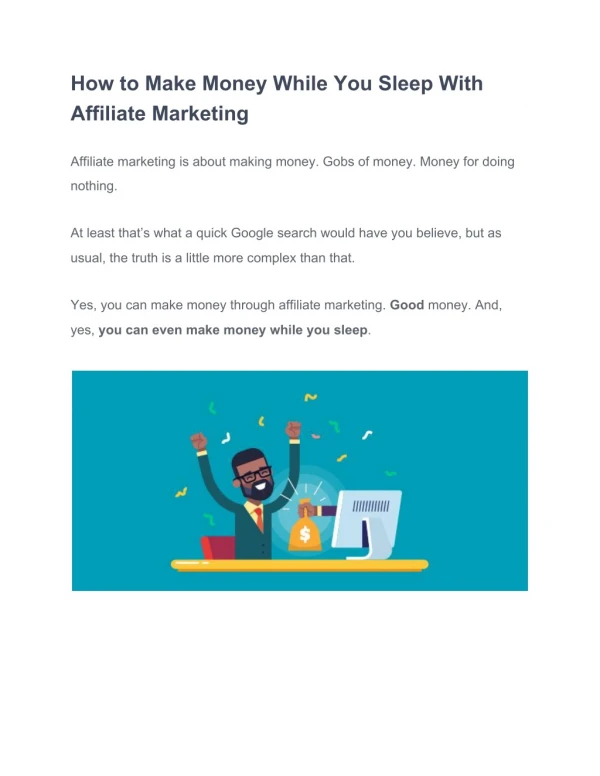 How to Make Money While You Sleep With Affiliate Marketing