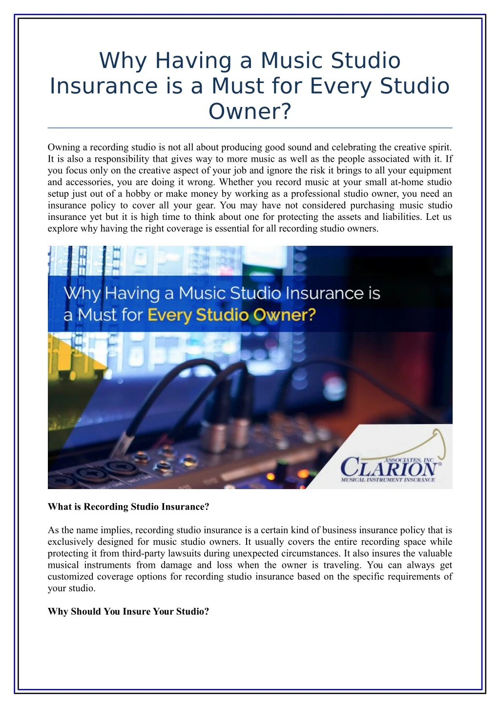why having a music studio insurance is a must