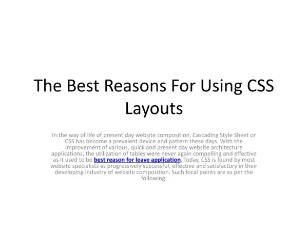 The Best Reasons For Using CSS Layouts