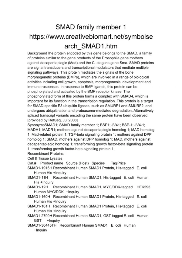 smad family member 1 https www creativebiomart