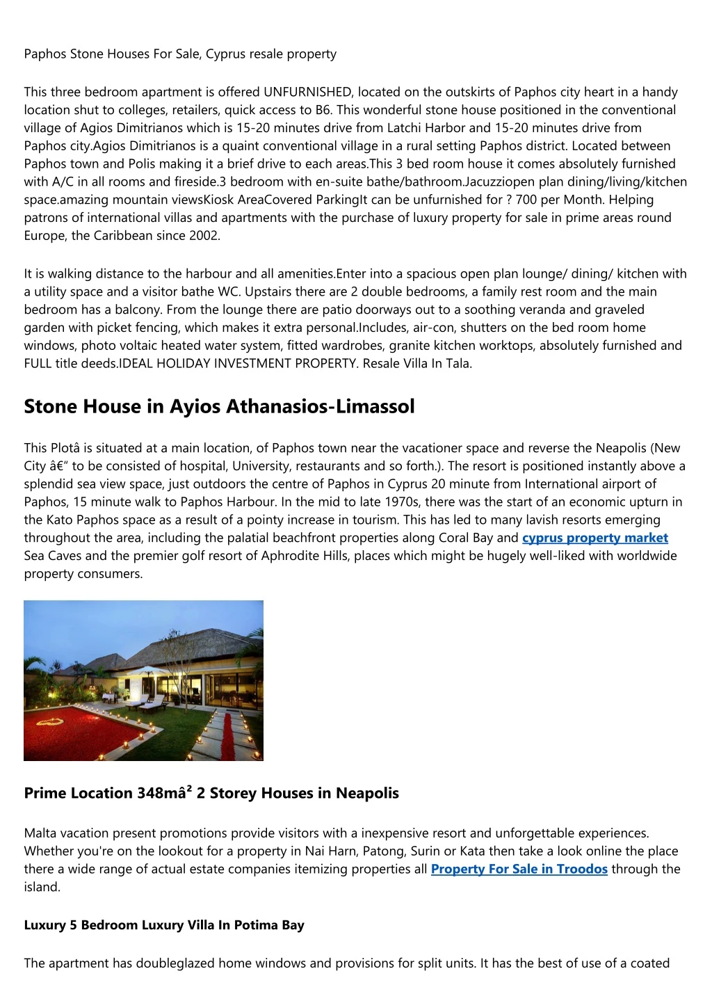 paphos stone houses for sale cyprus resale