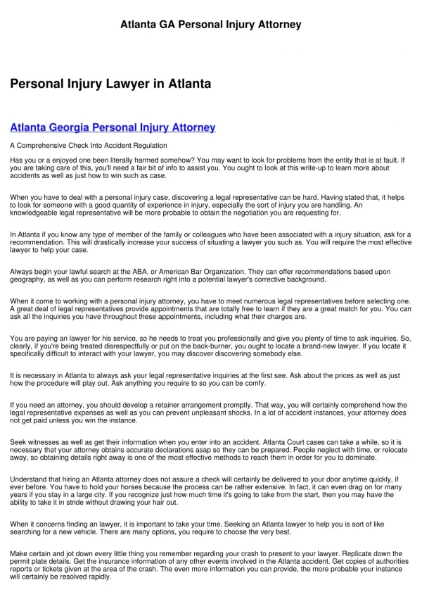 Atlanta GA Personal Injury Lawyer