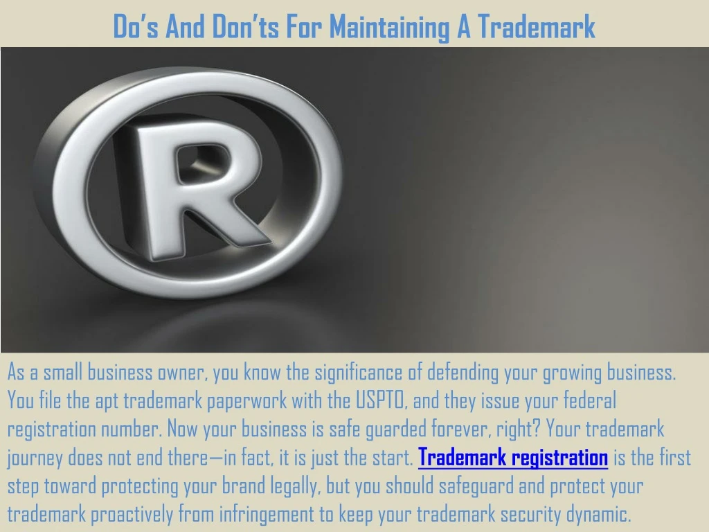 do s and don ts for maintaining a trademark