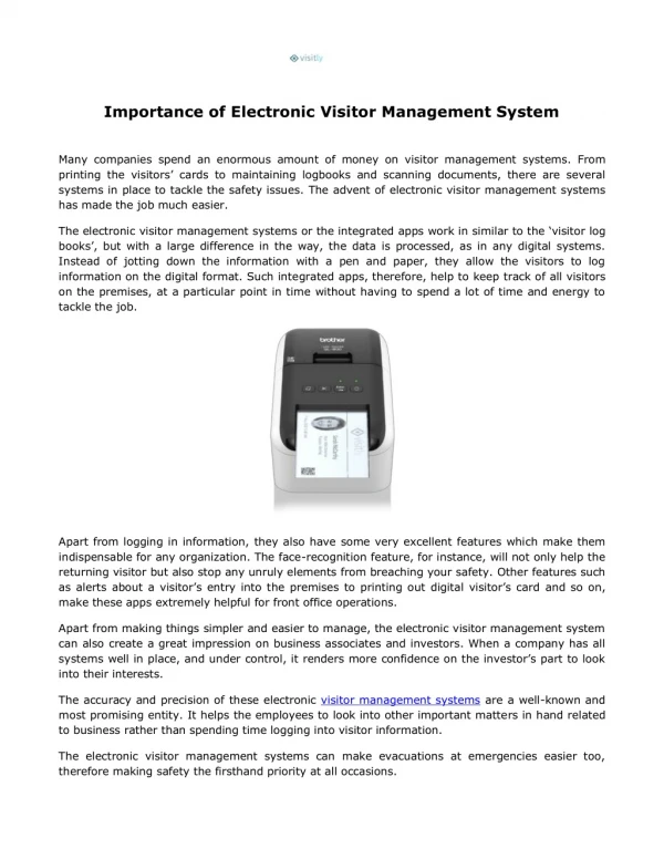 Importance of Electronic Visitor Management System