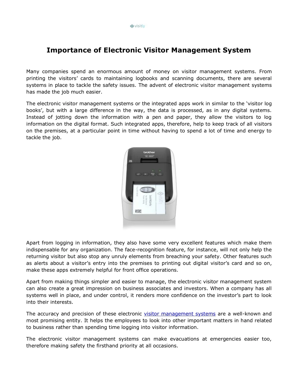 importance of electronic visitor management system