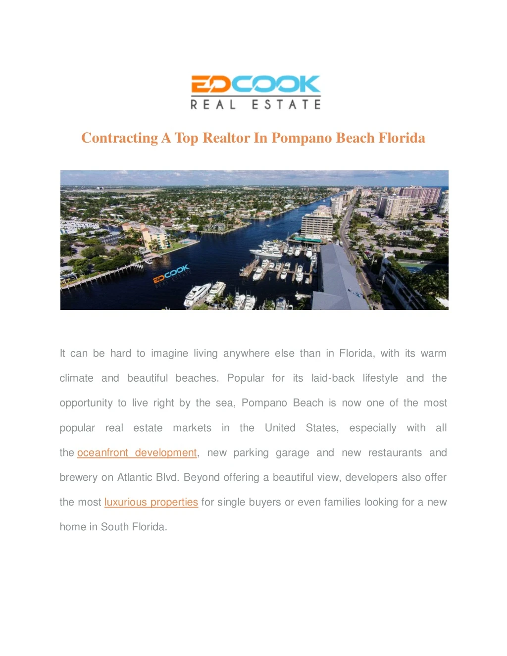 contracting a top realtor in pompano beach florida