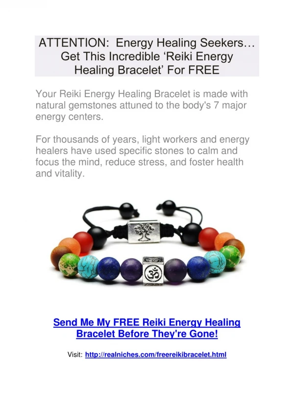 FREE Reiki Energy Healing Bracelet Made Of Natural Gem Stones