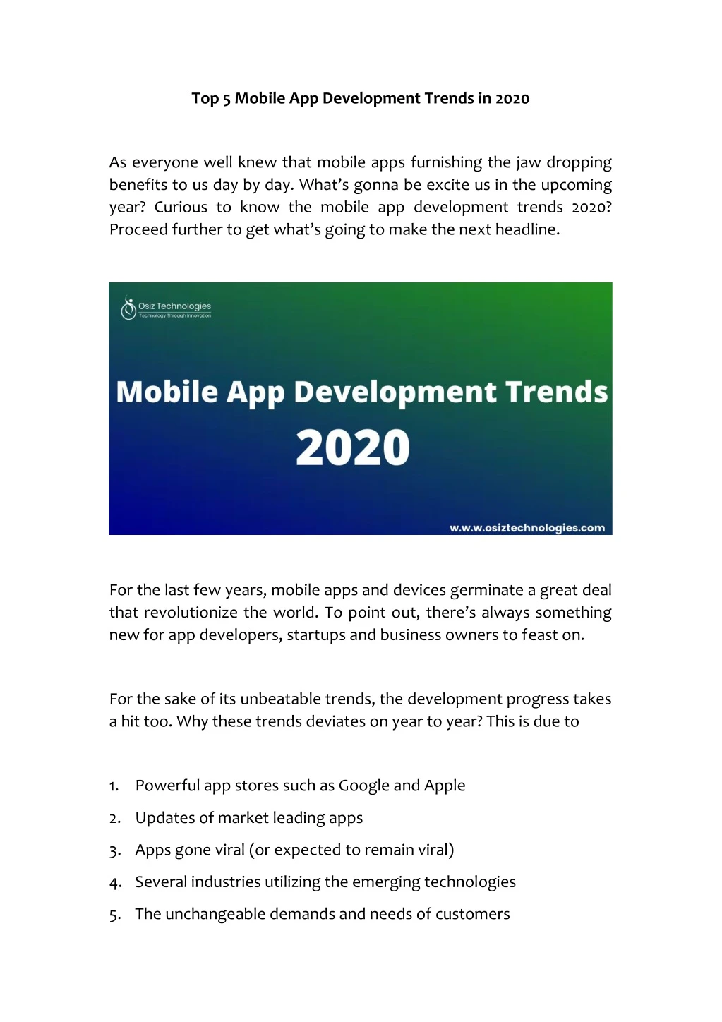 top 5 mobile app development trends in 2020