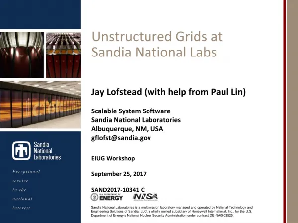 Unstructured Grids at Sandia National Labs