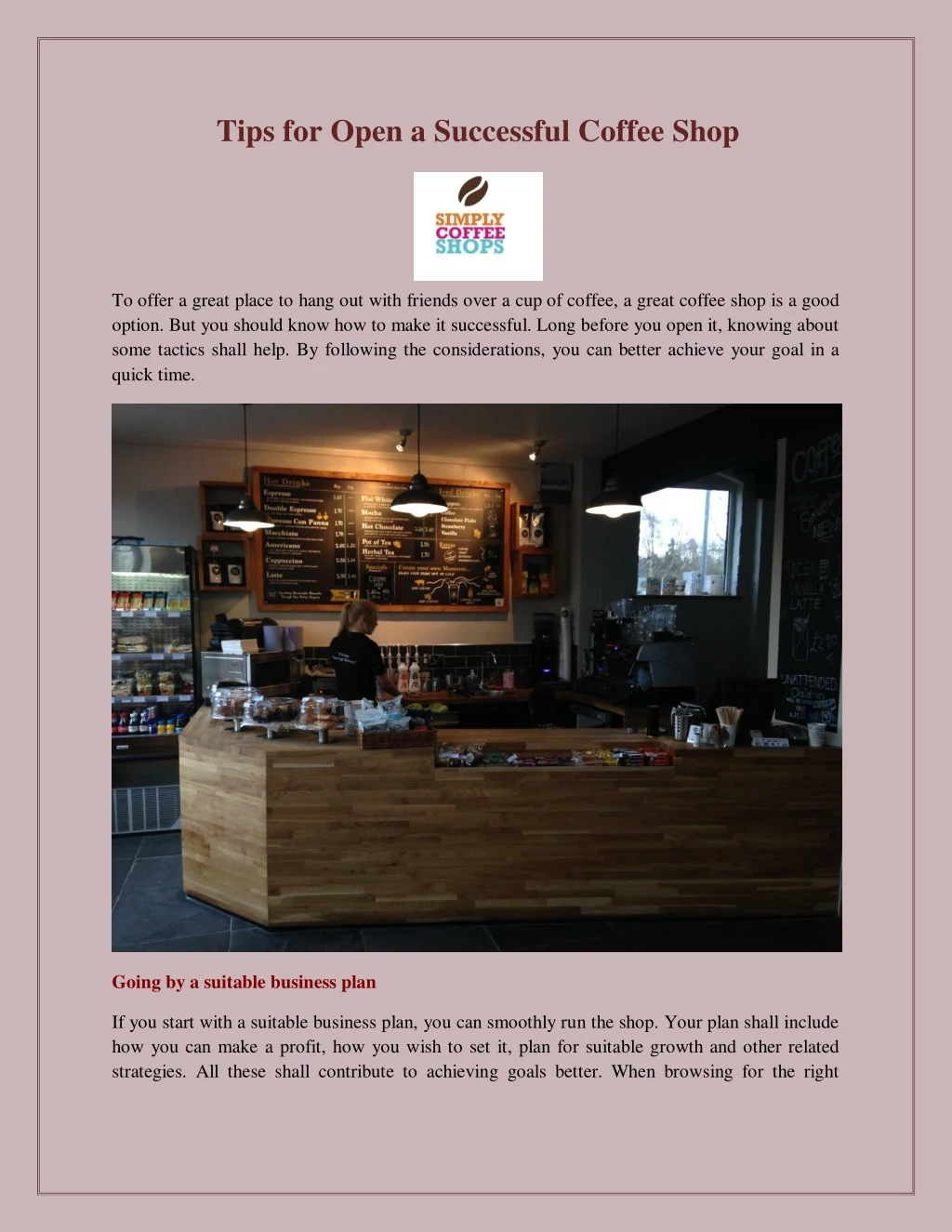 tips for open a successful coffee shop