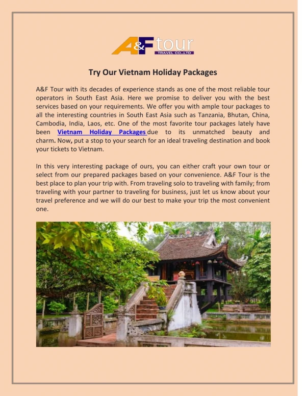 Try Our Vietnam Holiday Packages