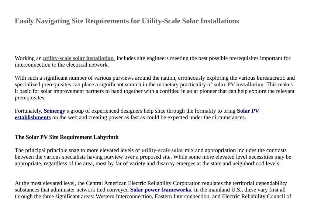 easily navigating site requirements for utility