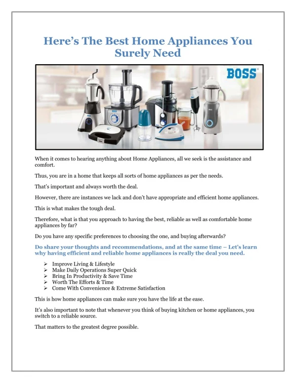 here s the best home appliances you surely need