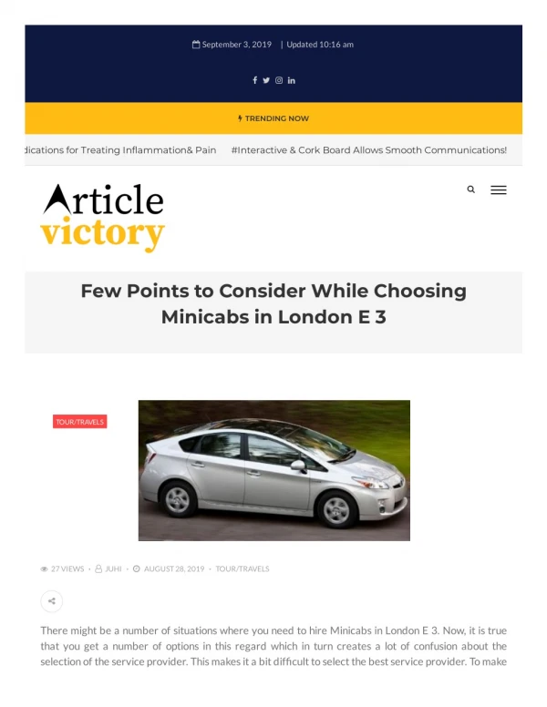 Few Points to Consider While Choosing Minicabs in London E 3