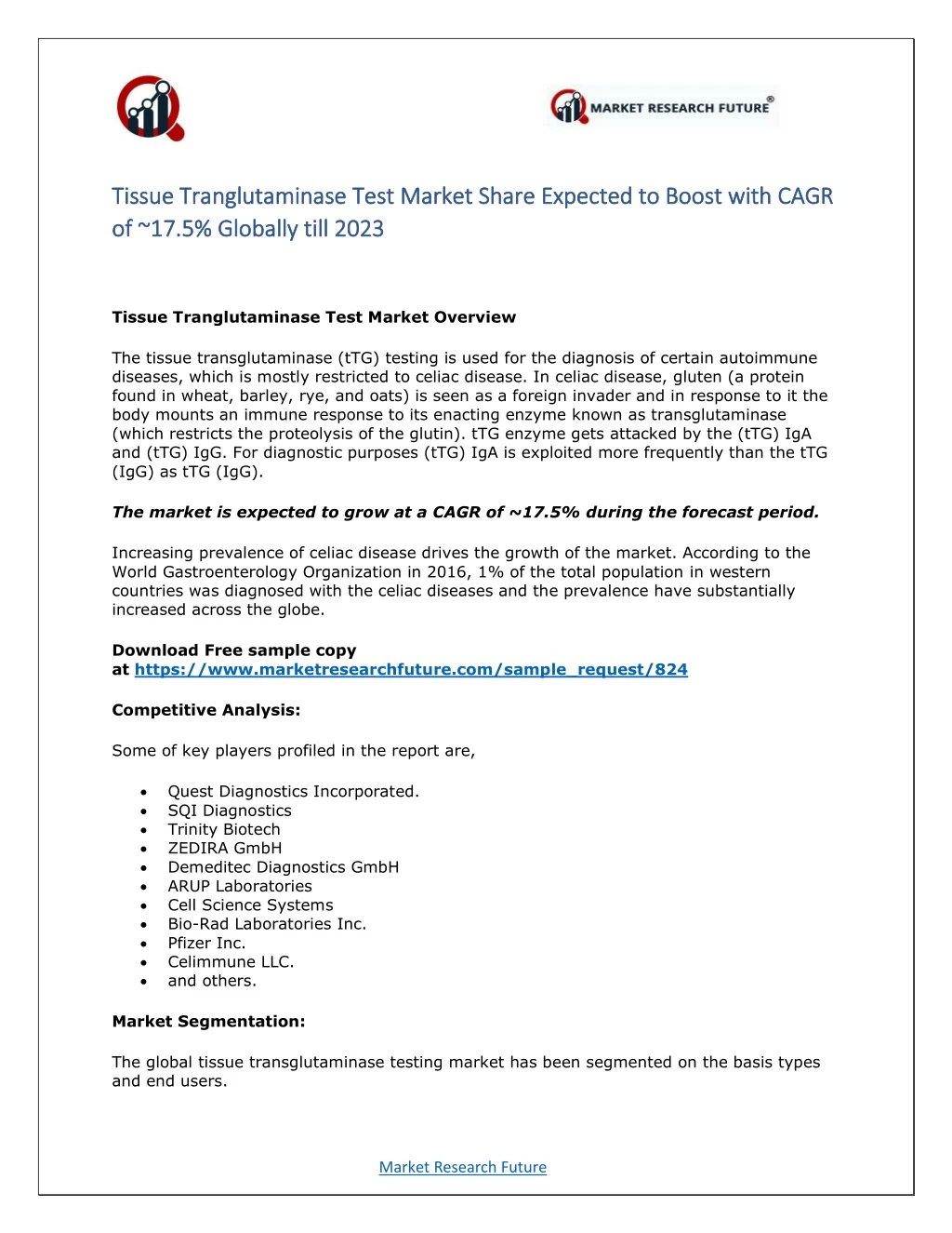 tissue tranglutaminase test market share expected