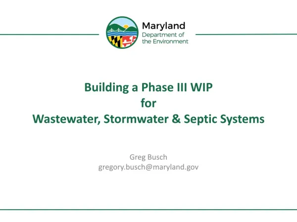 Building a Phase III WIP for Wastewater, Stormwater &amp; Septic Systems