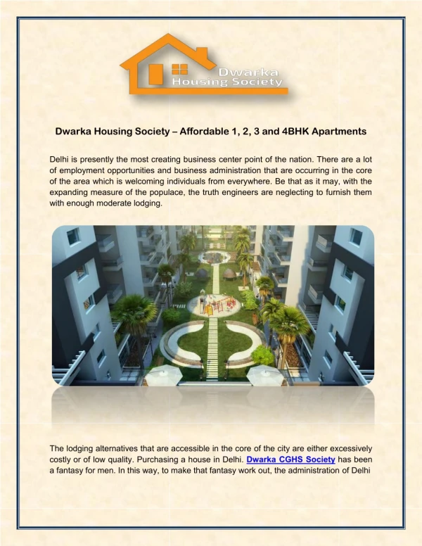 Dwarka Housing Society – Affordable 1, 2, 3 and 4BHK Apartments