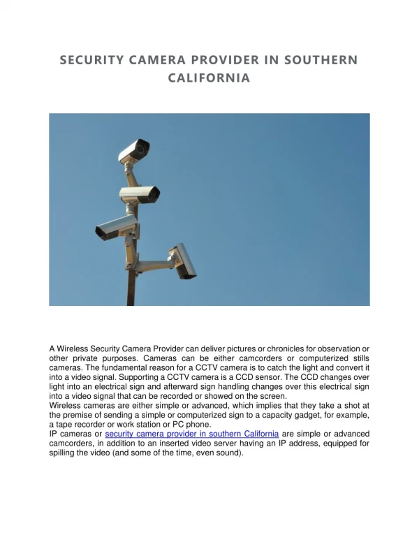security camera provider in southern california