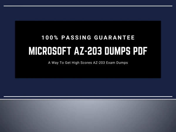 Microsoft AZ-203 Dumps Pdf Pass With Extra Effort