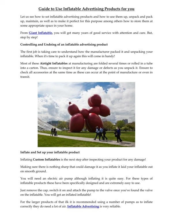guide to use inflatable advertising products