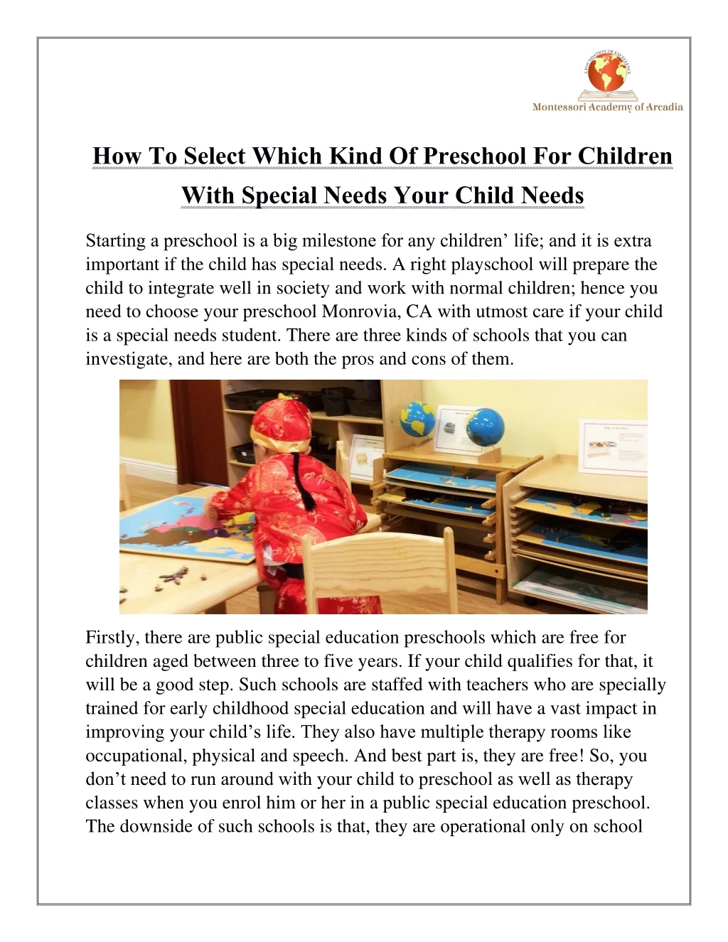 how to select which kind of preschool