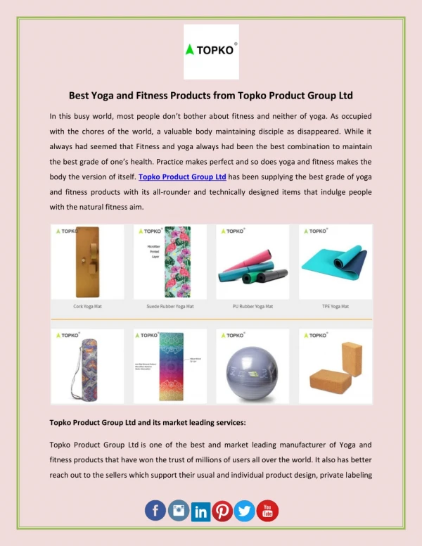 Best Yoga and Fitness Products from Topko Product Group Ltd