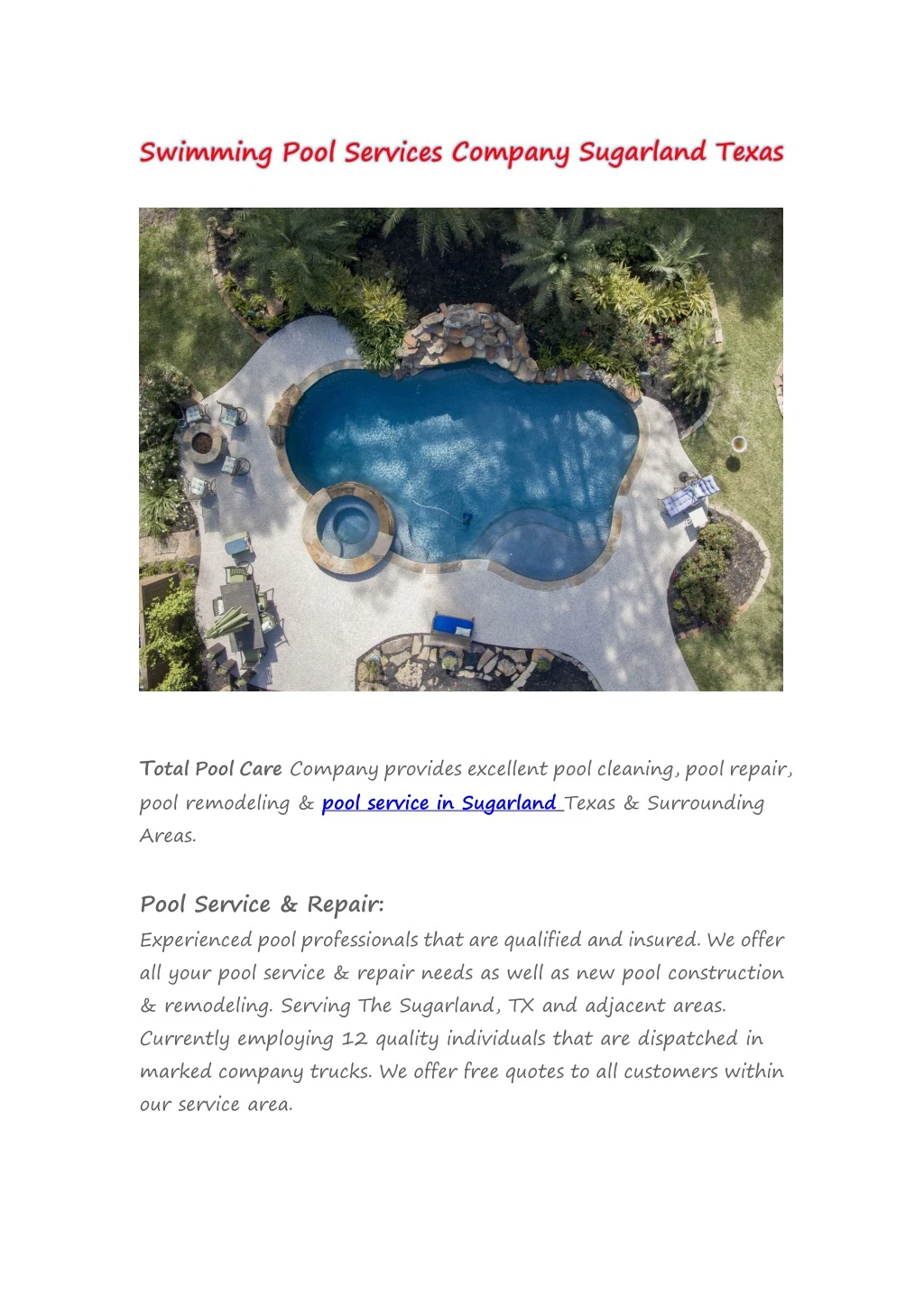 t otal pool care company provides excellent pool