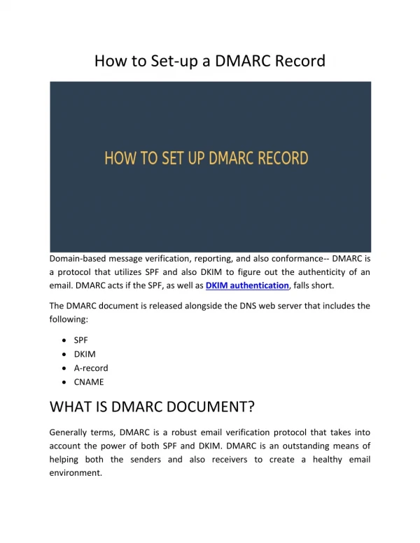 How to Set-up a DMARC Record