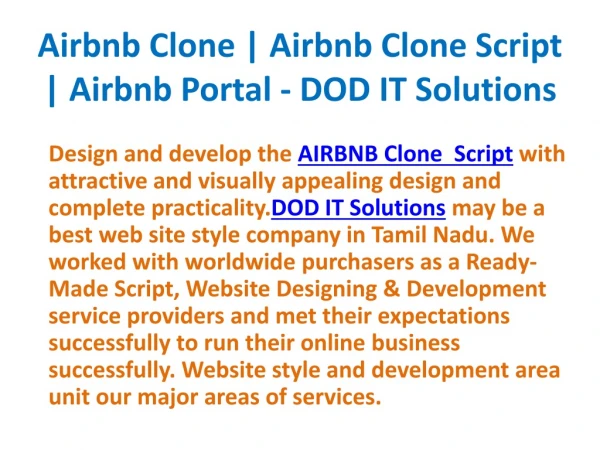 airbnb clone airbnb clone script airbnb portal dod it solutions