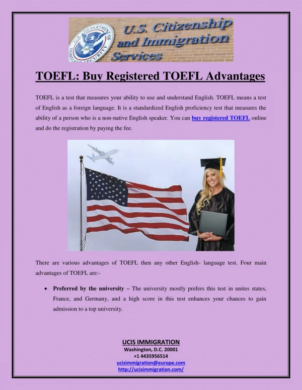 TOEFL: Buy Registered TOEFL Advantages