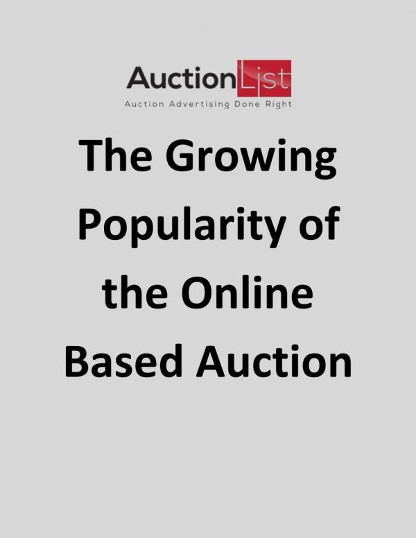 The Growing Popularity of the Online Based Auction
