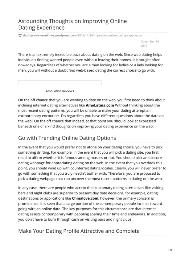 astounding thoughts on improving online dating