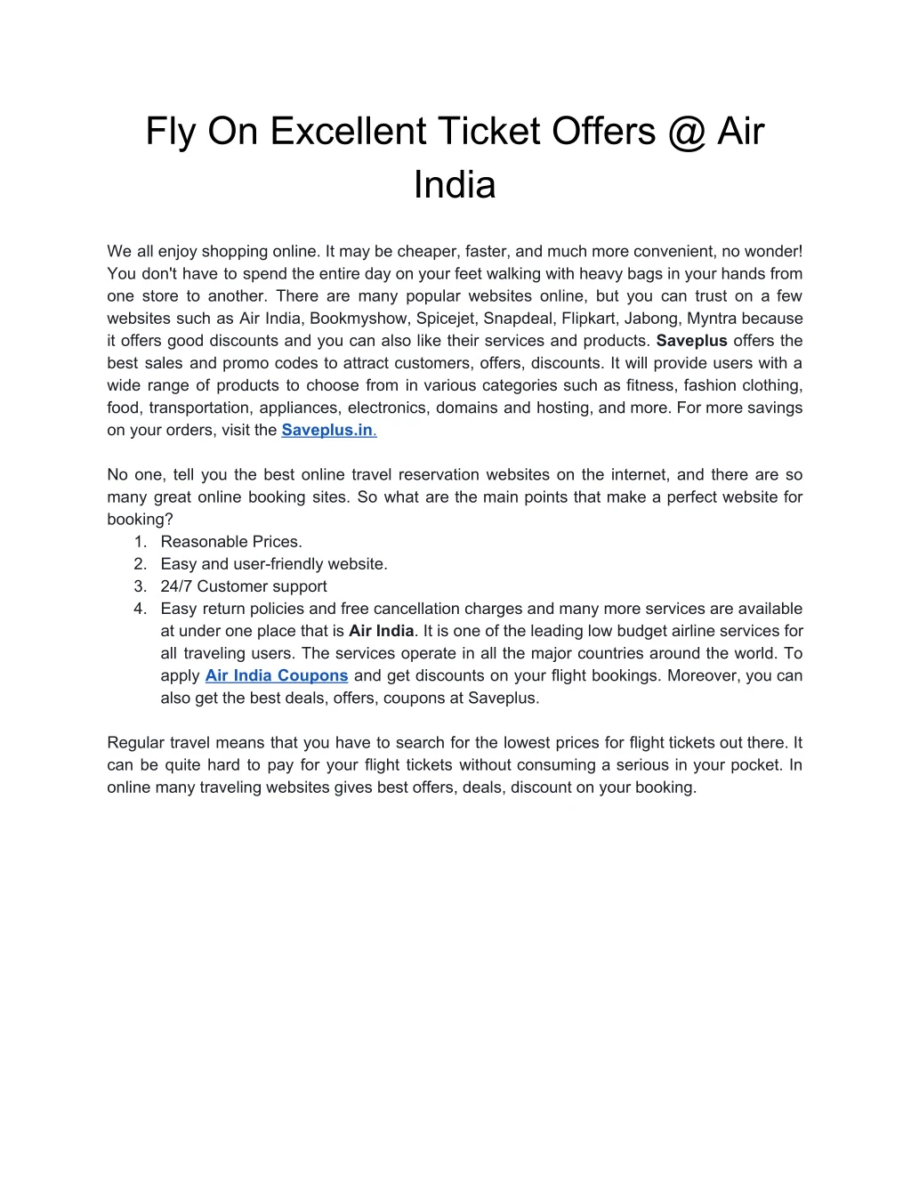 fly on excellent ticket offers @ air india