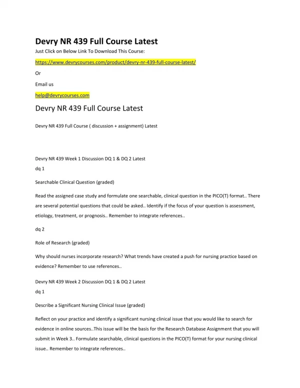 devry nr 439 full course latest just click
