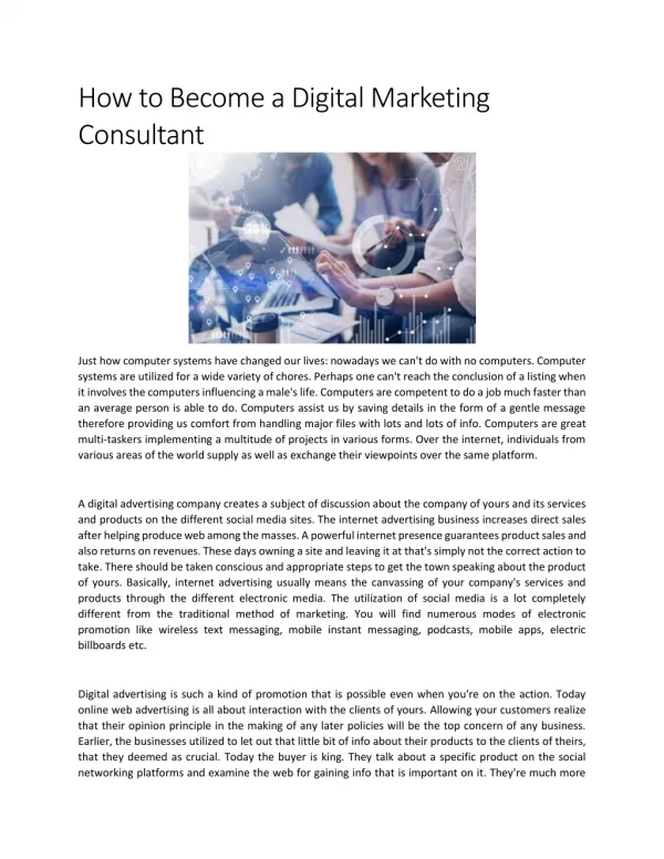 Digital marketing consultant