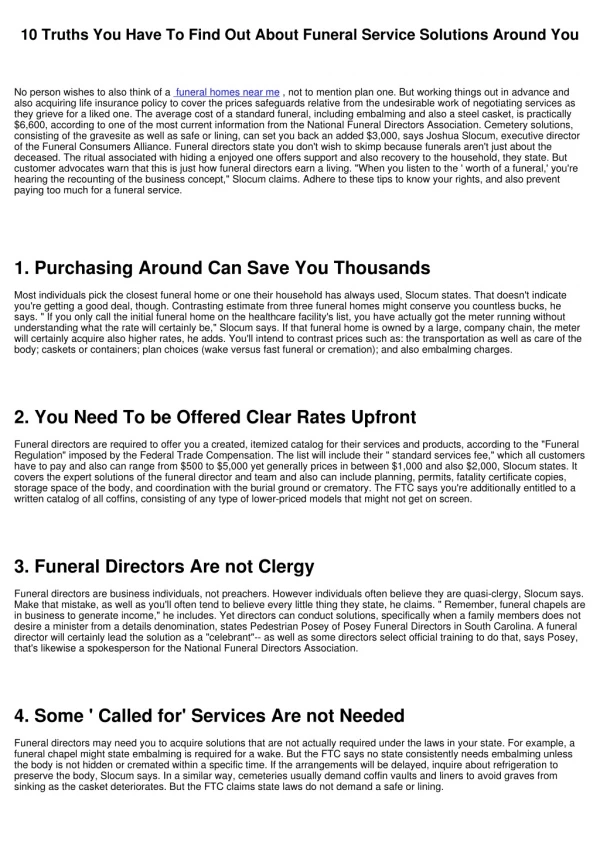 10 truths you have to find out about funeral